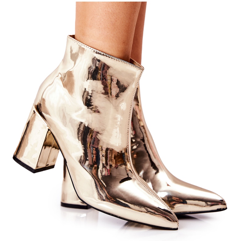 WS1 Botas de mujer en un tacón alto Mirrored Golden Ferty dorado WS1 Botas de mujer en un tacón alto Mirrored Golden Ferty dorado