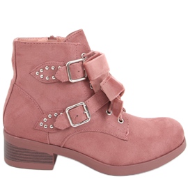 Botas con cordones y lazos Lara Pink rosado