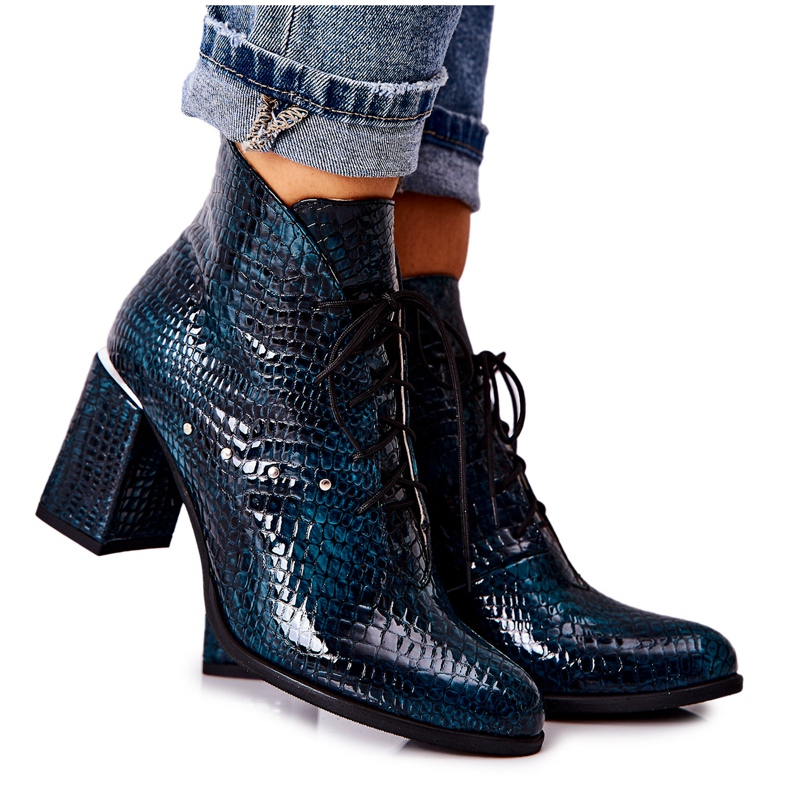 PA2 Botas De Mujer De Piel Con Tacón Verde Neliko