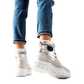 TRENDI Botas de nieve casuales plata gris