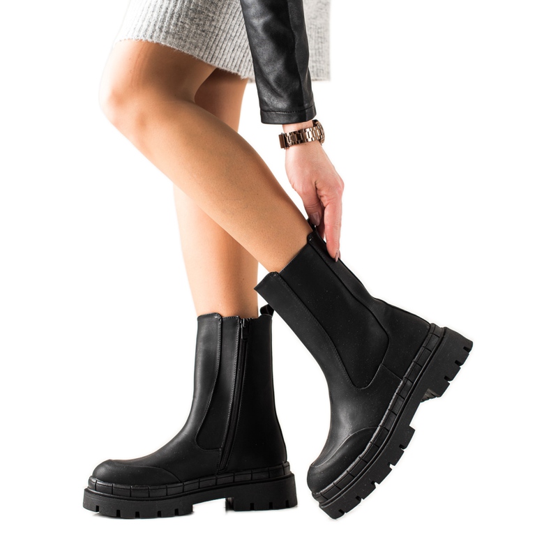 Seastar Botas altas con cuero ecológico negro