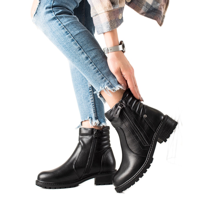 Evento Botas clásicas con cremallera decorativa. negro