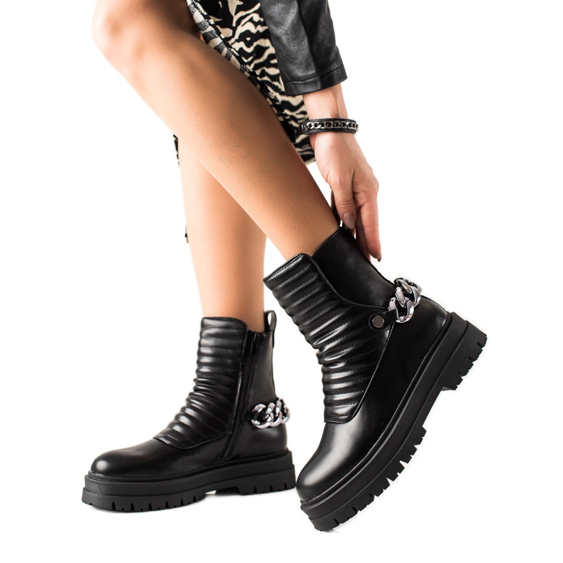 Bona Bolsos de cadena con estilo negro Bona Bolsos de cadena con estilo negro