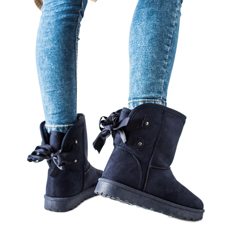 TRENDI Mukluki con un arco azul marino TRENDI Mukluki con un arco azul marino