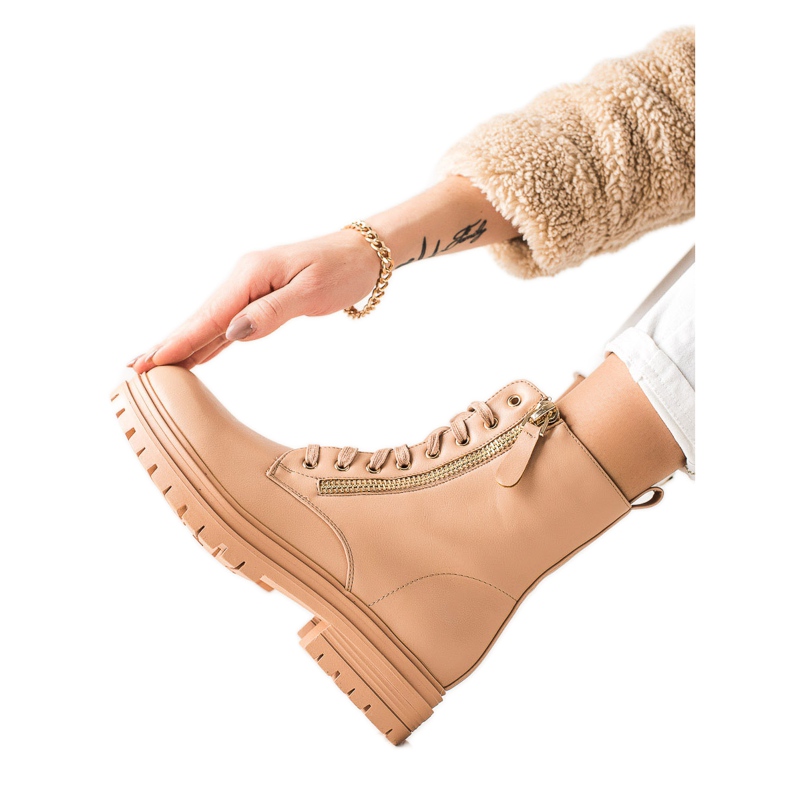 Marquiz Botas con Cremallera Dorada Decorativa beige