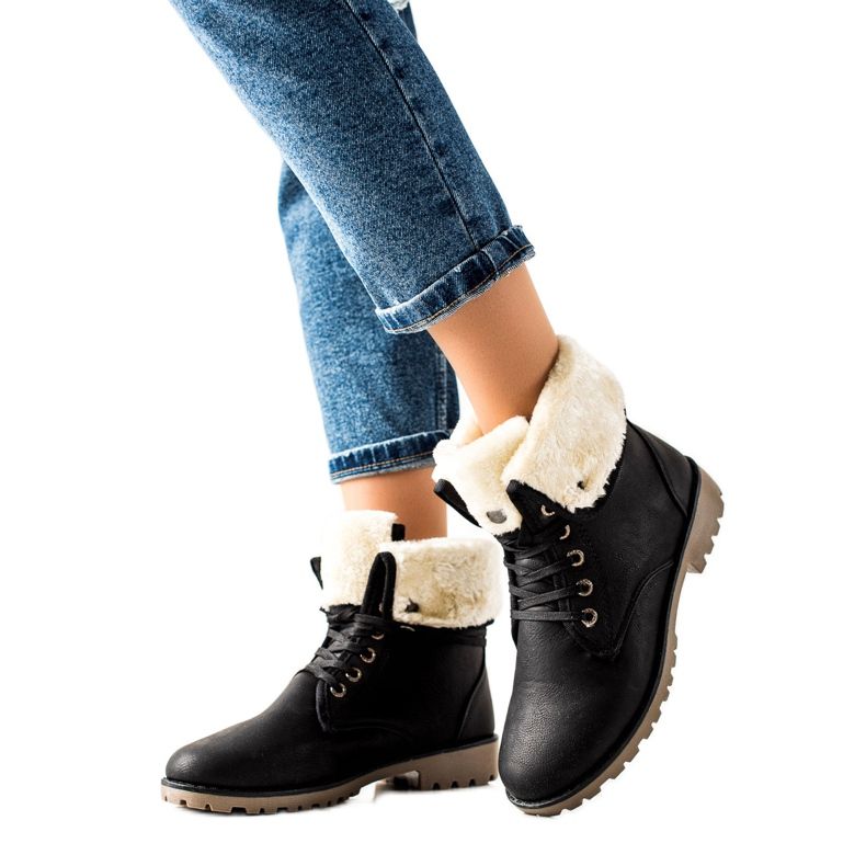 TRENDI Botas negras con vástago enrollable negro TRENDI Botas negras con vástago enrollable negro