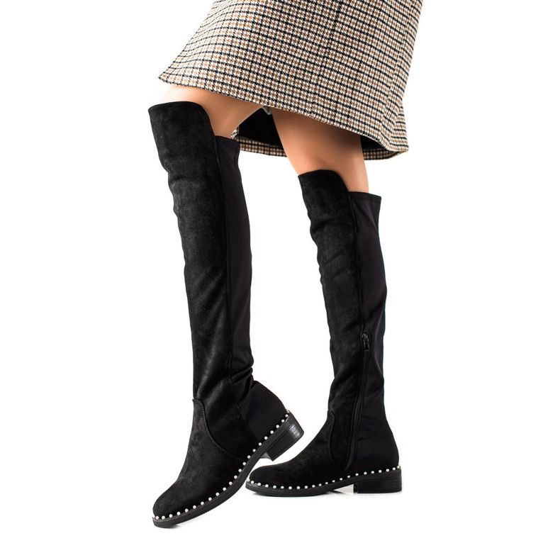 Marquiz Botas mosqueteras con perlas negro