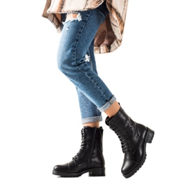 Laura Mode Botas con cordones con cuero ecológico negro Laura Mode Botas con cordones con cuero ecológico negro
