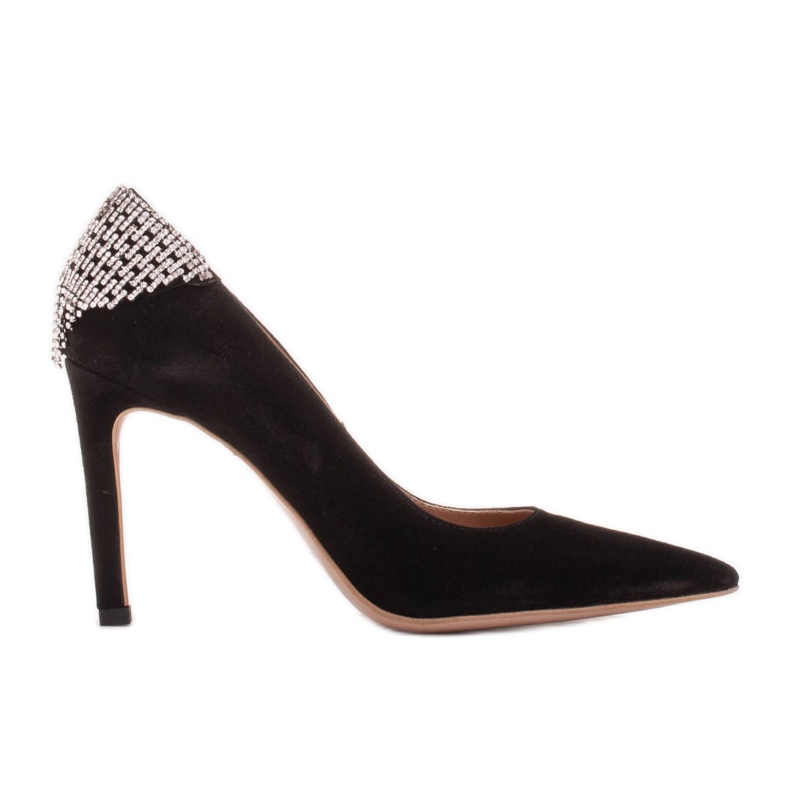 Marco Shoes Tacones de ante con cristales negro