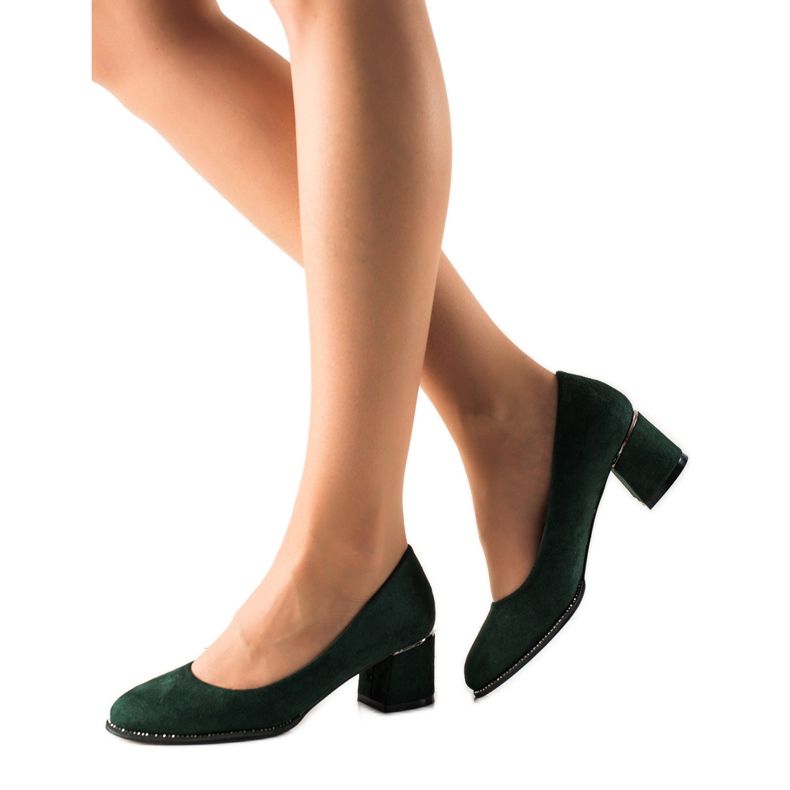 Sabatina Zapatos de salón de ante con circonita verde