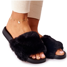 PH1 Pantuflas de goma con forma de piel Emmie negra negro