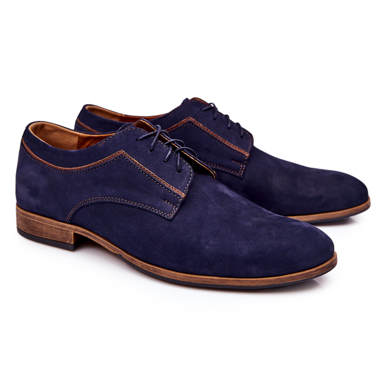 Bednarek Polish Shoes Zapatos Piel Nubuck Bednarek 684 Azul Marino marrón