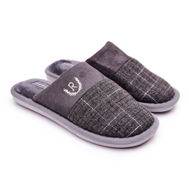 WJ1 Pantuflas de cuadros grises cálidos Blase WJ1 Pantuflas de cuadros grises cálidos Blase