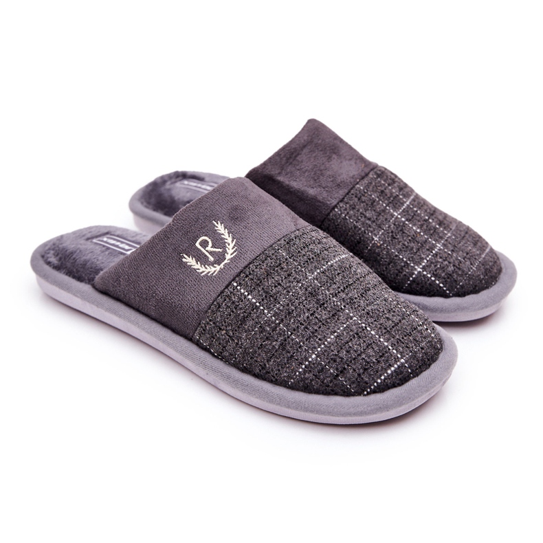 WJ1 Pantuflas de cuadros grises cálidos Blase