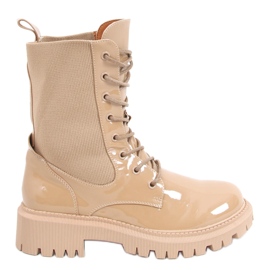 Botas militares con parte superior de calcetín Sanna Khaki beige
