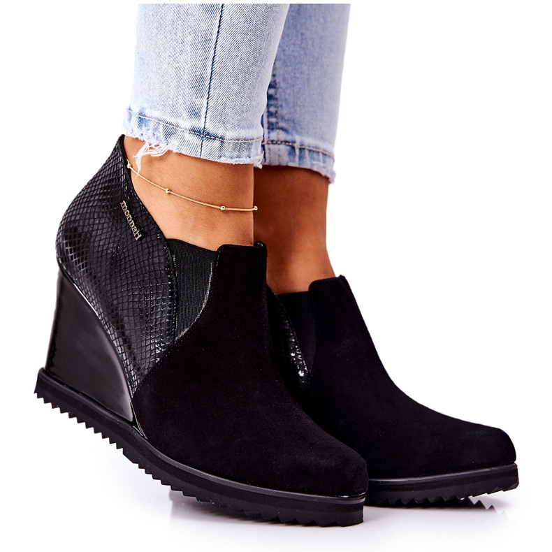 Botas Con Cuña Patrón Animal Monnari 0990-020 Negro