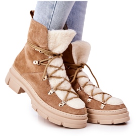 PF1 Botas de Gamuza Cálidas Trappers Beige Mindago