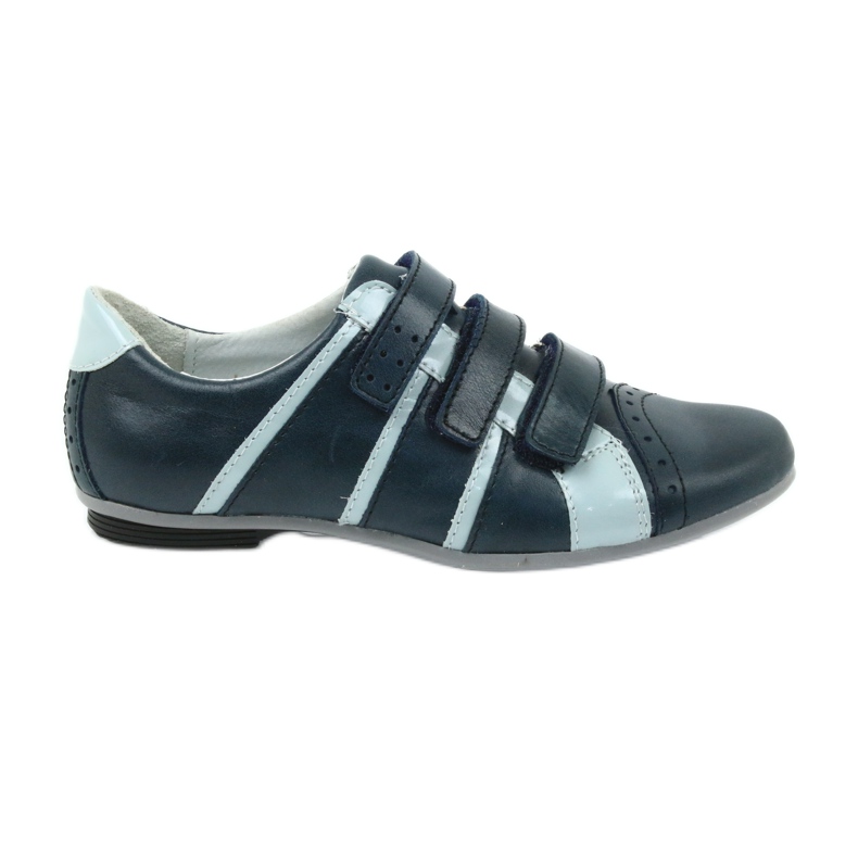 Zapatos de cuero de cuero mido para velcro mido azul marino