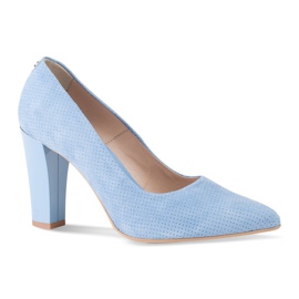 Marco Shoes Salón de ante azul con lunares 3D