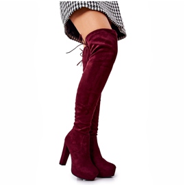 WS1 Botas de Tacón de Ante Burdeos Minesa rojo