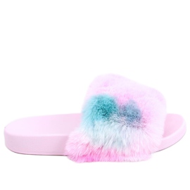Pantuflas de piel ombre rosa Emy púrpura azul