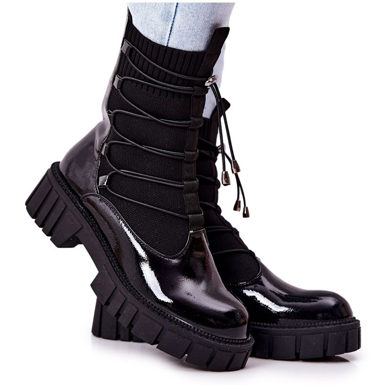 PL4 Botas Lacadas Trabajadores Con Calcetín Negro Connor