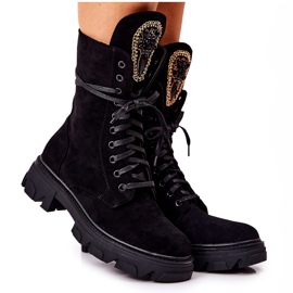 PL4 Botas de ante negro con adornos de Elaina