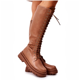 PG2 Botas altas y cálidas Kannies camel anudadas marrón