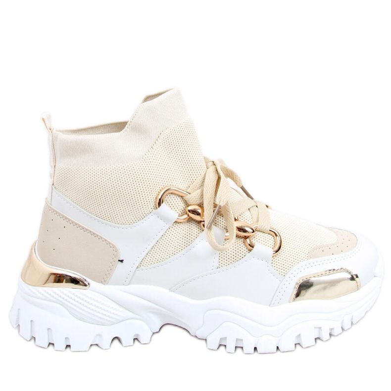 Zapatillas altas Tergo Beige blanco dorado Zapatillas altas Tergo Beige blanco dorado