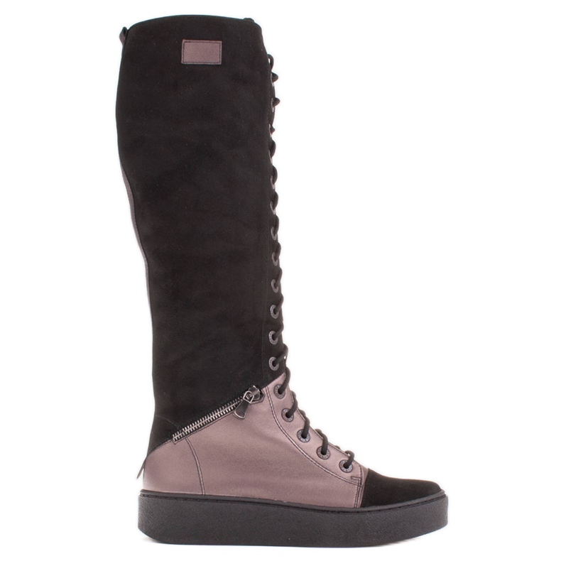 Marco Shoes Botas con cordones y cremalleras decorativas marrón negro