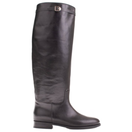 Marco Shoes Botas de piel para pantorrilla ancha negro
