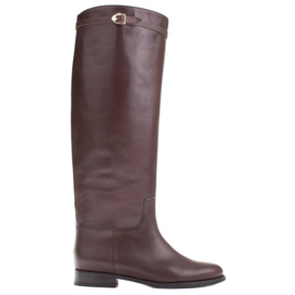 Marco Shoes Botas de piel para pantorrilla ancha marrón