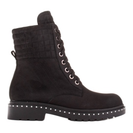 Marco Shoes Botines de nobuck con cordones negro