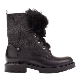 Marco Shoes Botas en piel y piel repujada negro