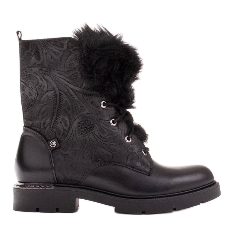 Marco Shoes Botas en piel y piel repujada negro