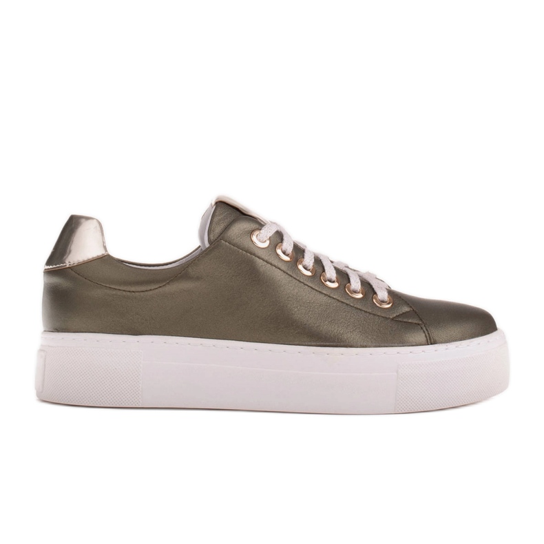 Marco Shoes Zapatillas de mujer de piel auténtica con suela gruesa verde