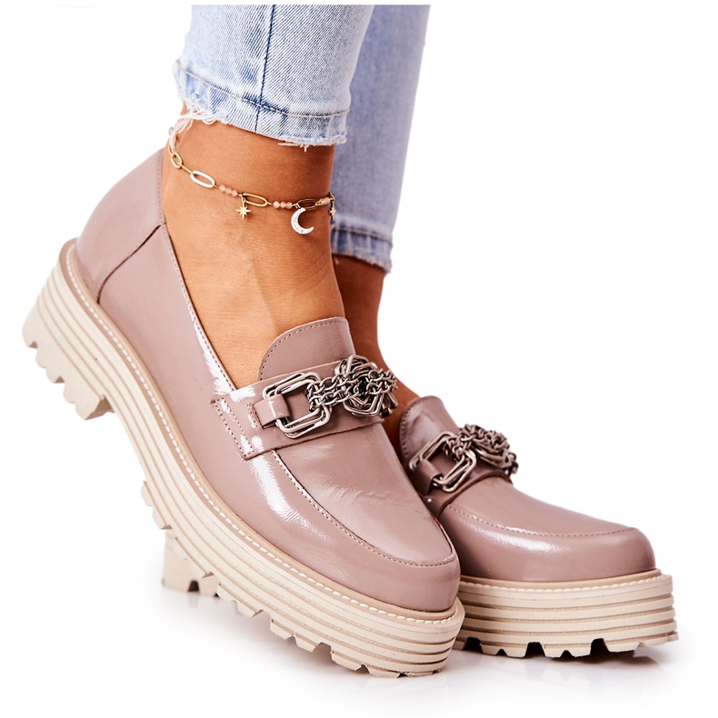 Mocasines Brogues Mujer Piel Beige Oscuro Laura Messi 2383