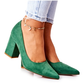 WS1 Zapatos de salón en un poste de ante verde Florena