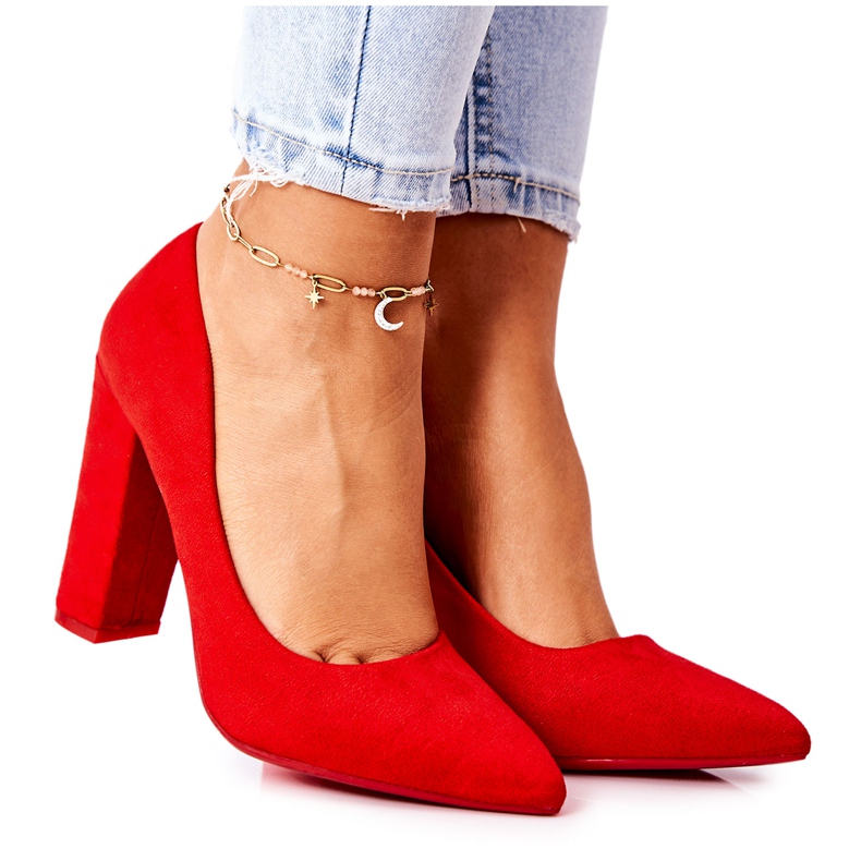 WS1 Zapatos de ante en una barra roja Valoris rojo