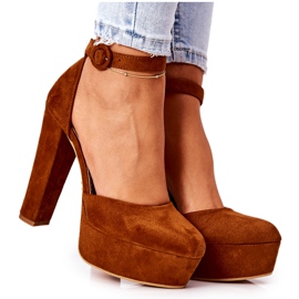 WS1 Zapatos de salón en una plataforma de gamuza Post Camel Netel marrón WS1 Zapatos de salón en una plataforma de gamuza Post Camel Netel marrón