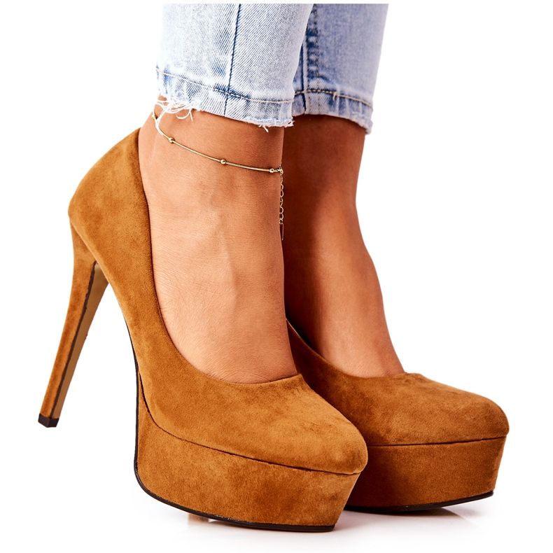 Tacones De Ante Clásicos Sobre Plataforma Silly Camel marrón