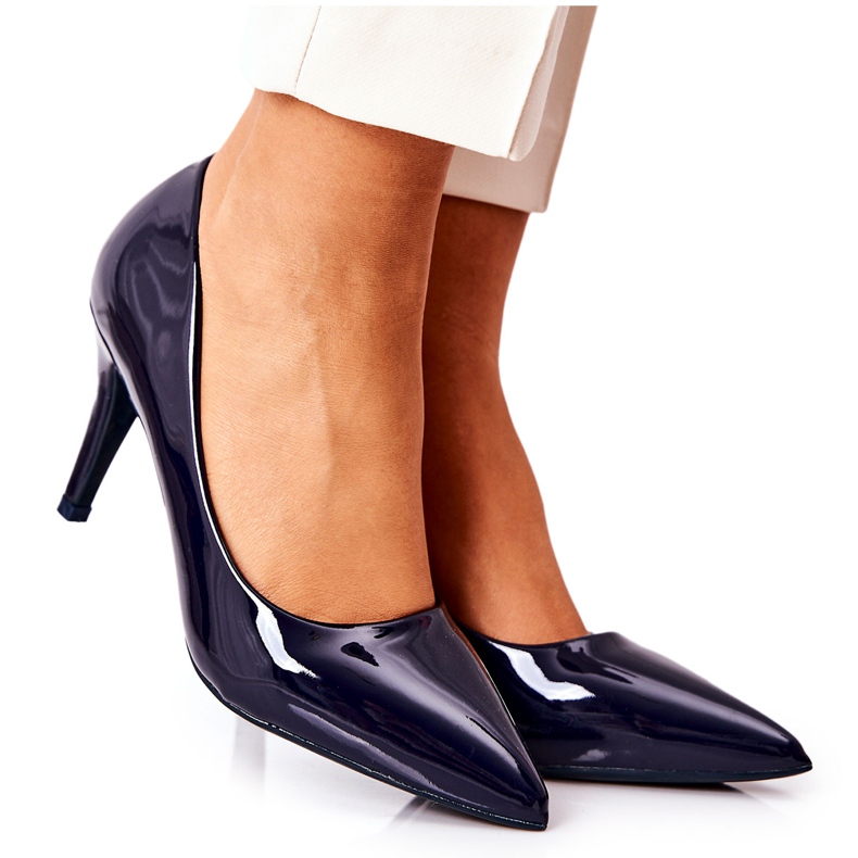 WS1 Salón Clásico Lacado Stilettos Azul Marino Elinne
