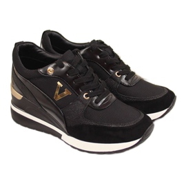 Zapatillas de cuña Potocki W WM747A negro dorado