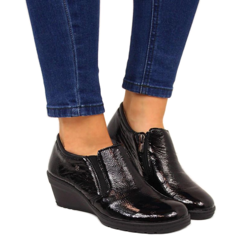 Zapatos piel lacada Helios W 389 negro