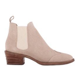 Marco Shoes Botines chelsea con tacones altos fabricados en ante natural beige
