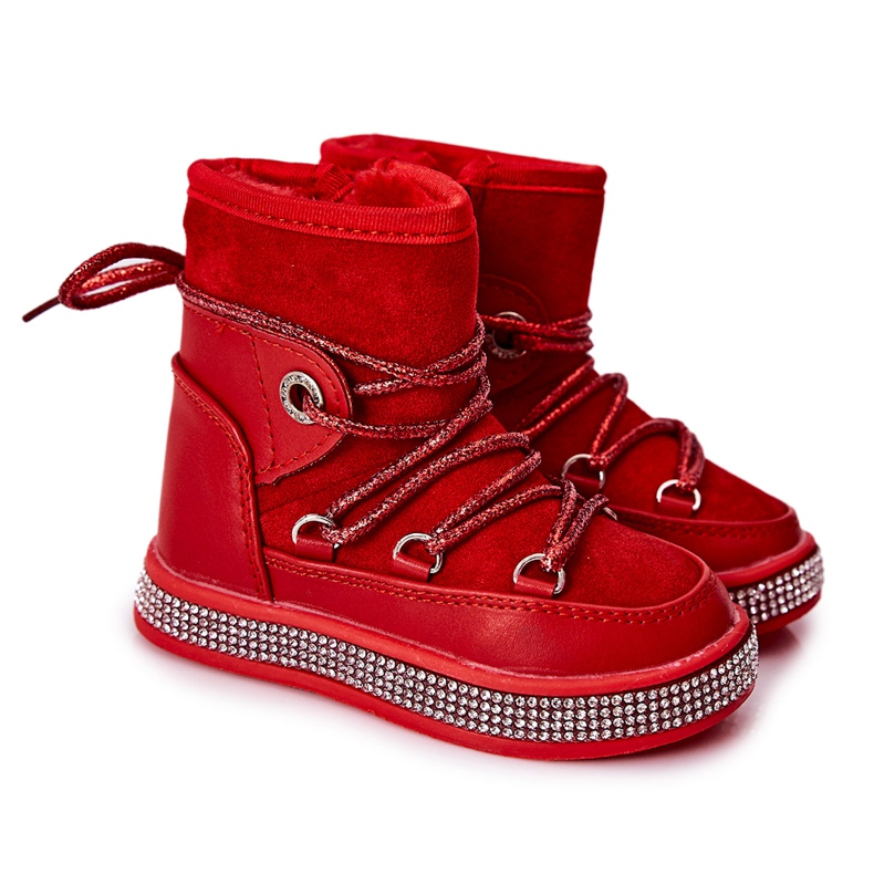 FR1 Botas de nieve rojas para niños con circonita Wellma rojo
