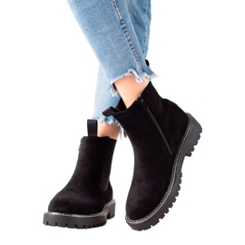 Ideal Shoes Botines de ante en la plataforma negro Ideal Shoes Botines de ante en la plataforma negro