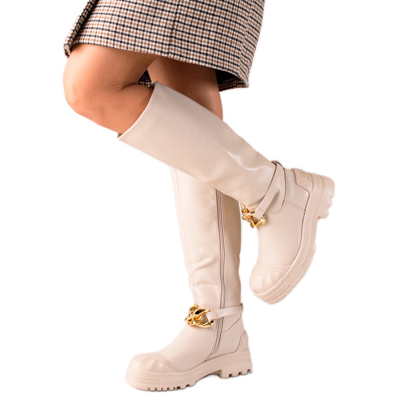 Diamantique Botas con adorno de moda beige
