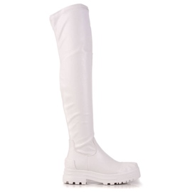 Diamantique Botas altas con cuero ecológico blanco