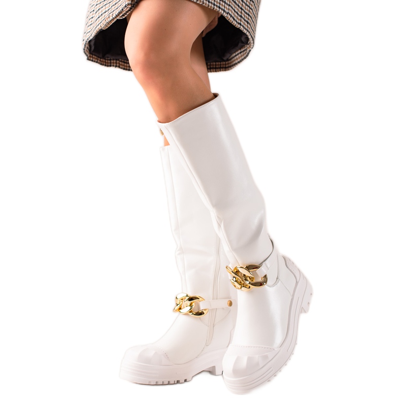 Diamantique Botas con adorno de moda blanco
